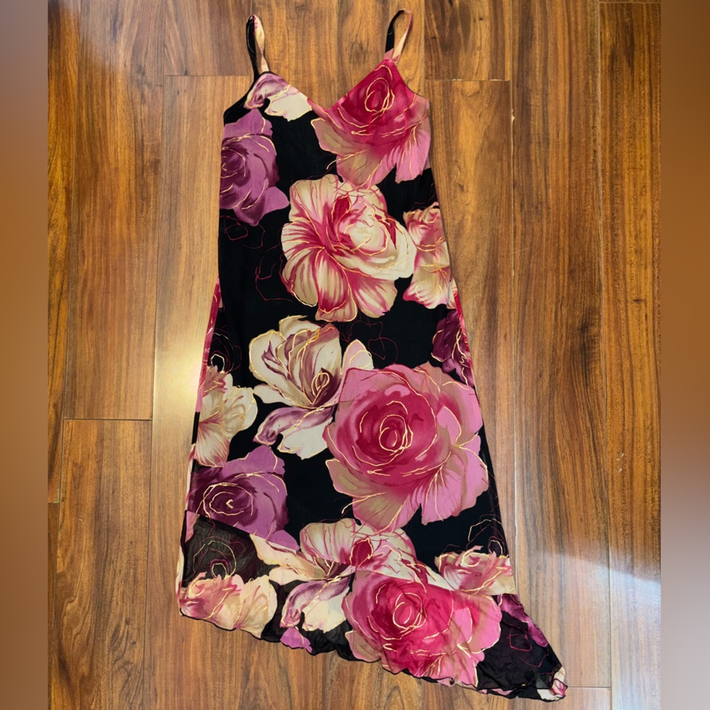 Y2K Byer California Floral Slip Dress with Asymmetrical Hem
